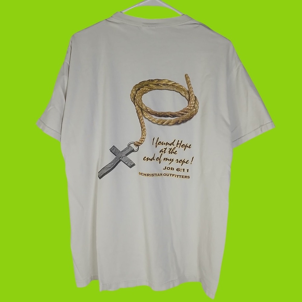 Christian Outfitters Hope Job 6:11 Jesus T-Shirt Mens XL White Fruit of Loom